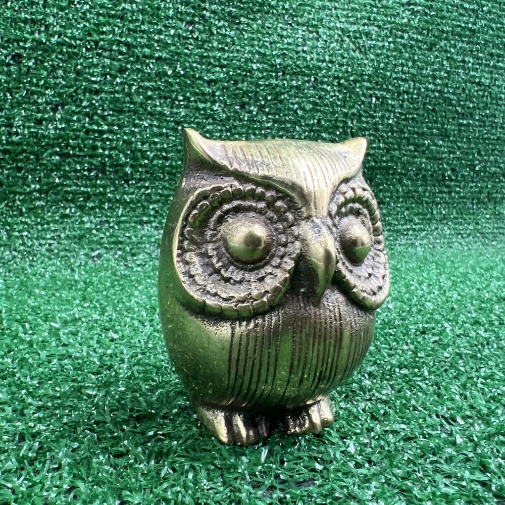 Seiden‎ Vintage Brass Owl Figurine Miniature Statue Paperweight